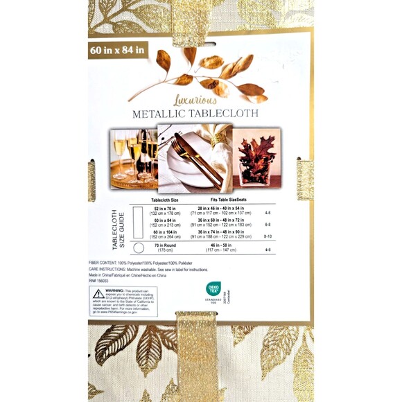 Luxurious Metallic Tablecloth Kitchen Dining Table 60 x 84-in Polyester Gift - Picture 5 of 6